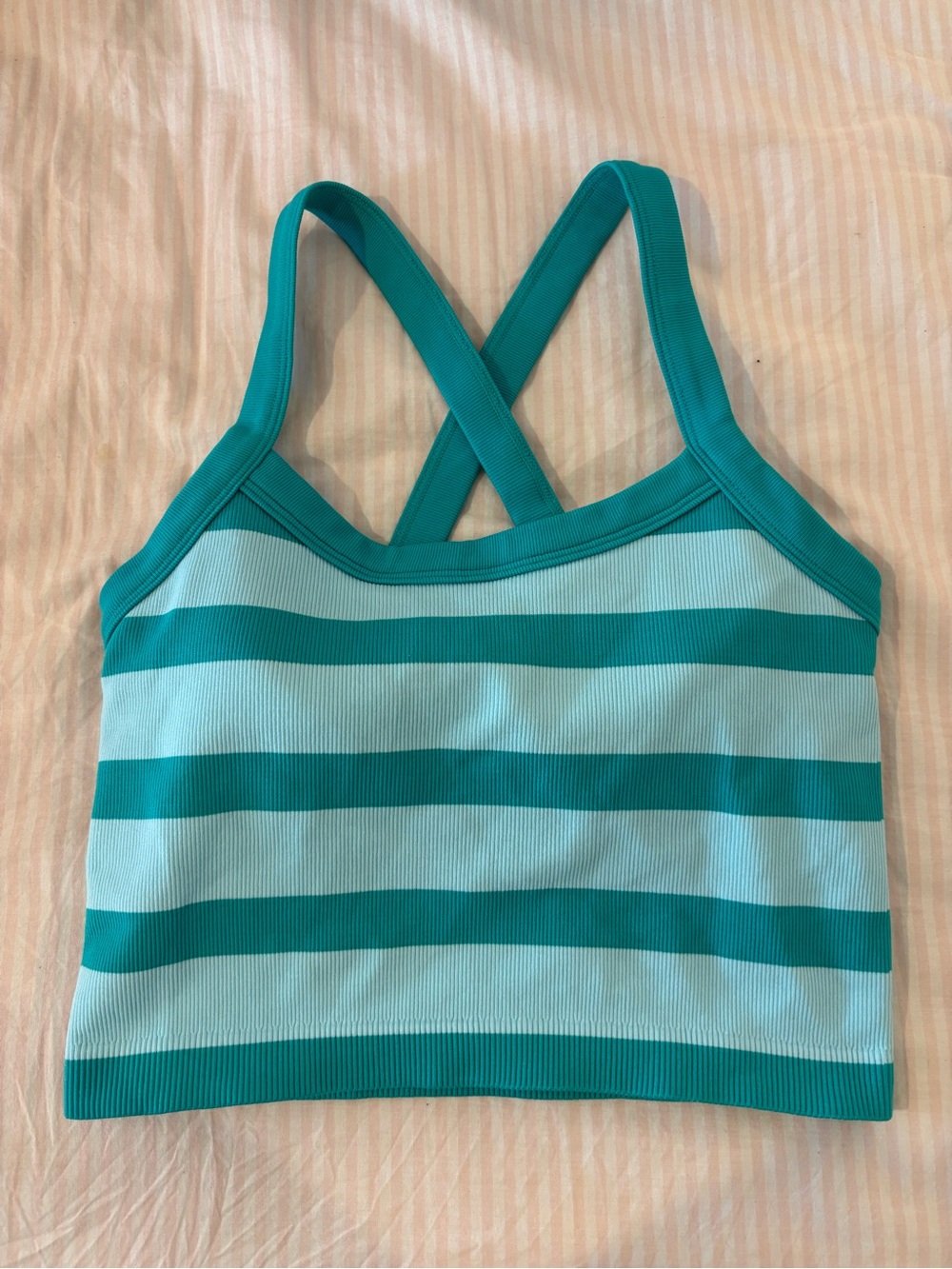 JoyLab Teal Ribbed Crop Tank